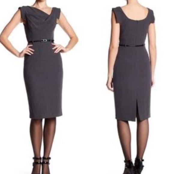 Black Halo EUC GRAY JACKIE O PENCIL SHEATH DRESS SIZE